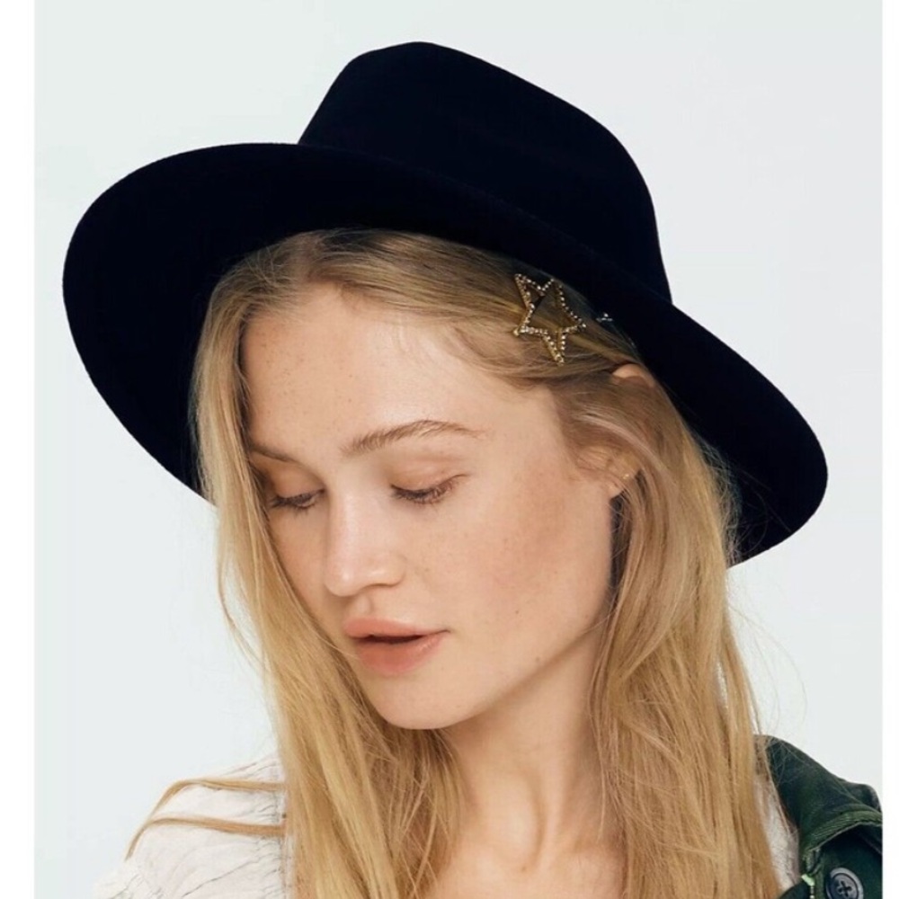 Crushable Wool Felt Cowboy Hat in Black Gambler Fedora Made In The USA